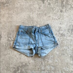 American Eagle Outfitters Blue Jean Shorts with Frayed Hem